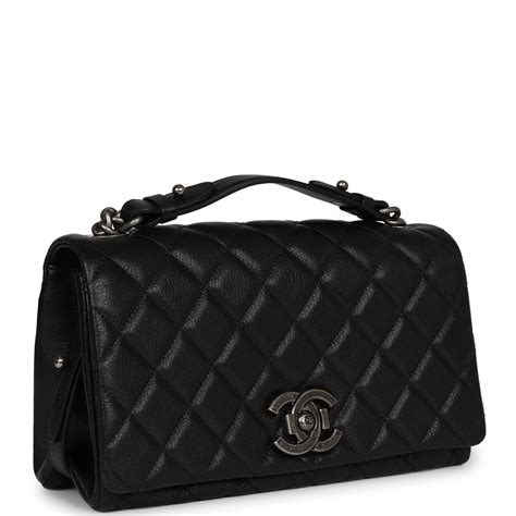 Chanel City Rock Medium Flap Black Goatskin 